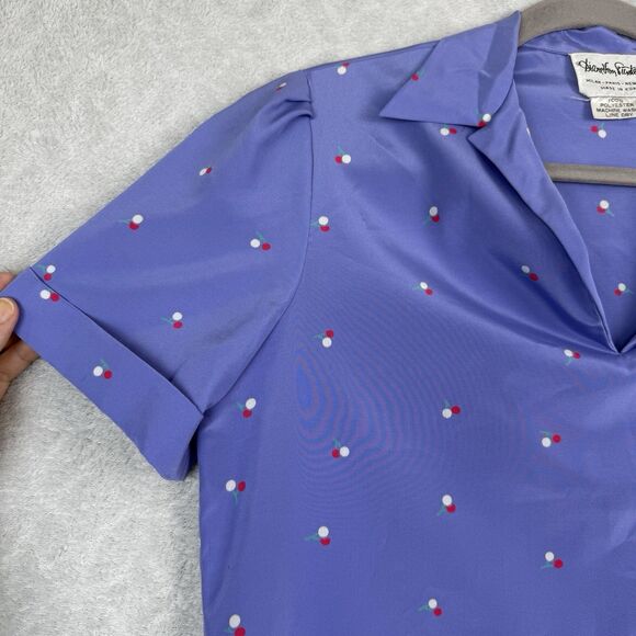 Vtg 70s Diane Von Furstenberg Matching Skirt Set 10 Purple Cherries DVF Retro - Picture 4 of 16